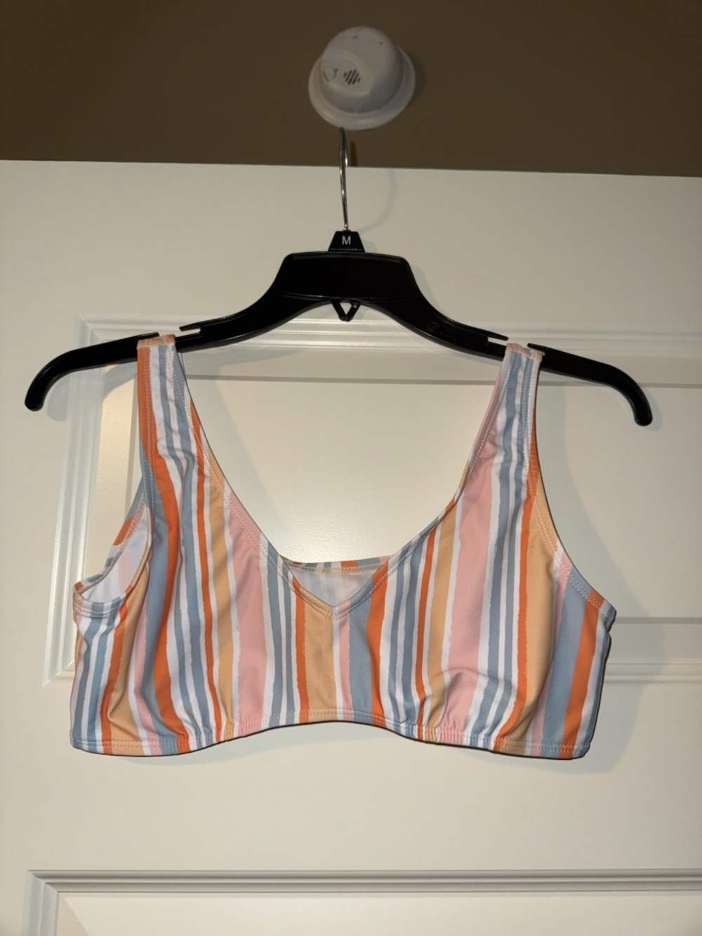 Striped Pastel Bikini Top in Peach, Pink & Blue